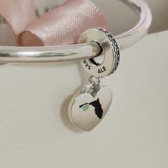 Pandora Florida Map Exclusive Heart Bead Charm S925 Silver Pendant with box - Picture 3 of 10
